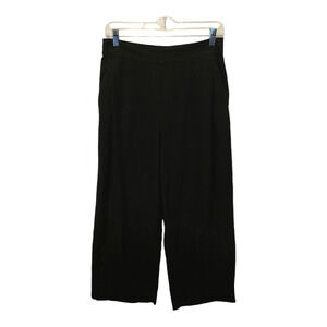 Madewell Pants Womens Size 4 Black Pull On Straight Leg Crop Linen Blend Office